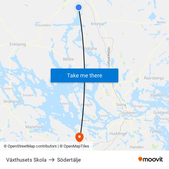 Växthusets Skola to Södertälje map