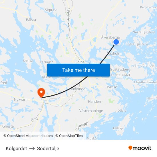 Kolgärdet to Södertälje map