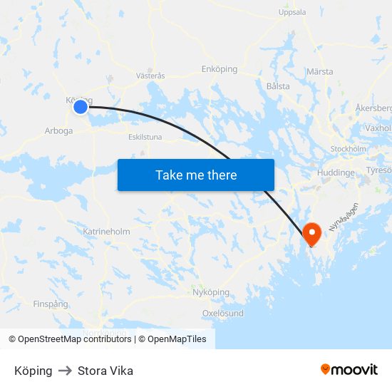 Köping to Stora Vika map