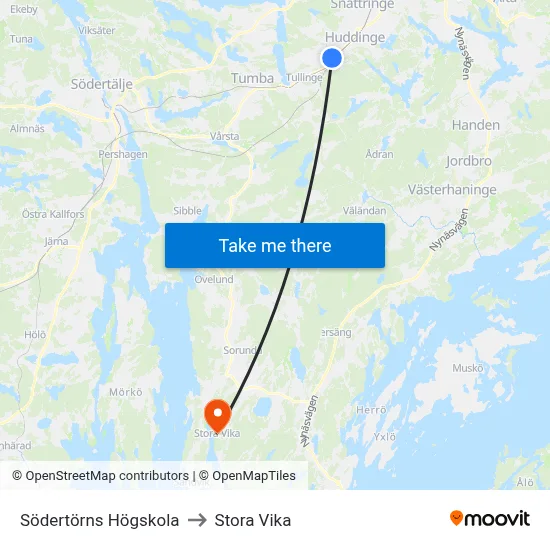 Södertörns Högskola to Stora Vika map