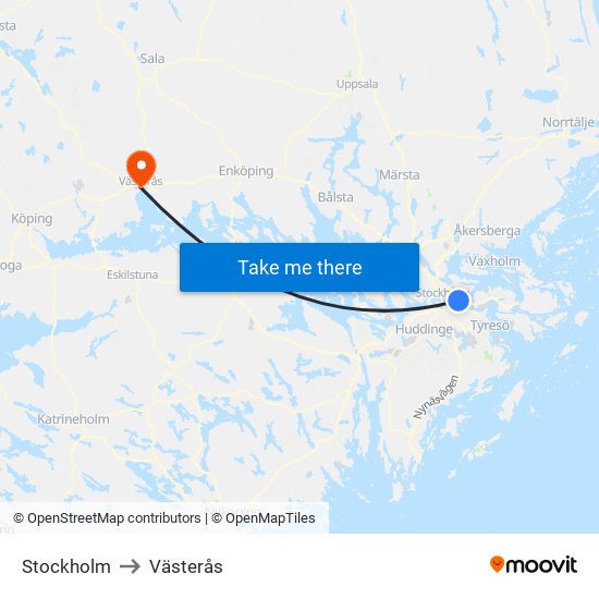 Stockholm to Västerås map