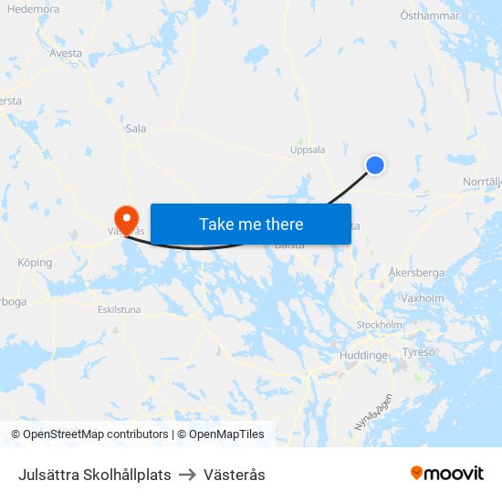 Julsättra Skolhållplats to Västerås map