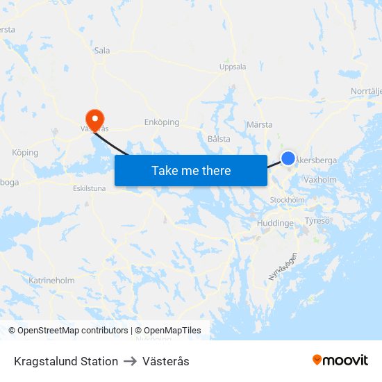 Kragstalund Station to Västerås map