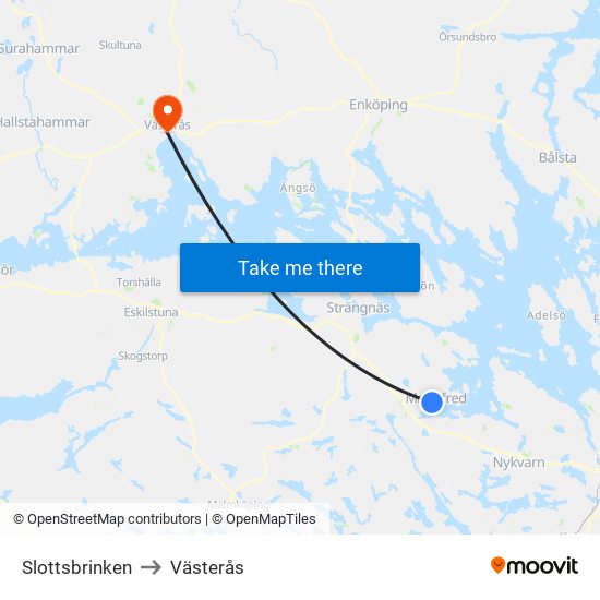 Slottsbrinken to Västerås map