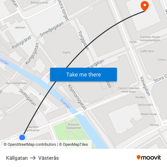 Källgatan to Västerås map