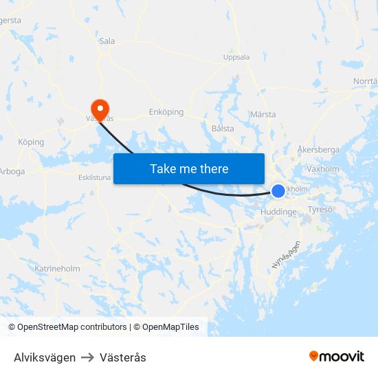 Alviksvägen to Västerås map