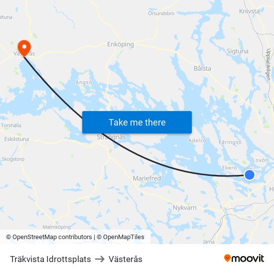 Träkvista Idrottsplats to Västerås map