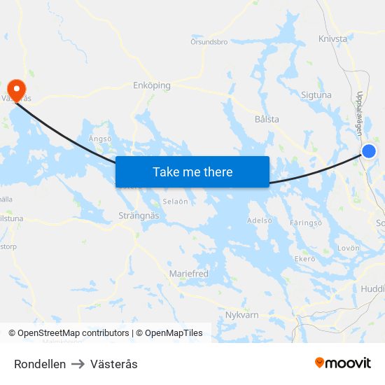 Rondellen to Västerås map