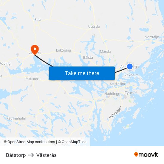 Båtstorp to Västerås map