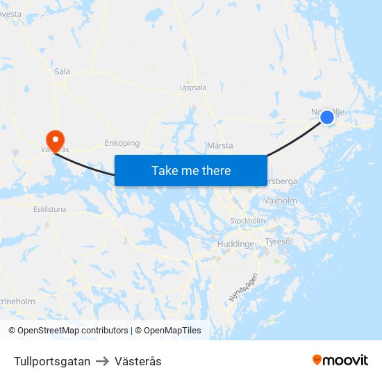 Tullportsgatan to Västerås map