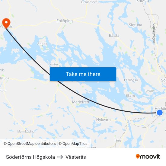 Södertörns Högskola to Västerås map