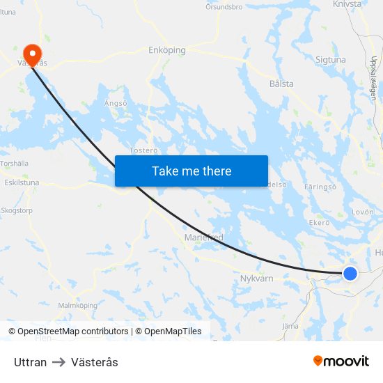 Uttran to Västerås map