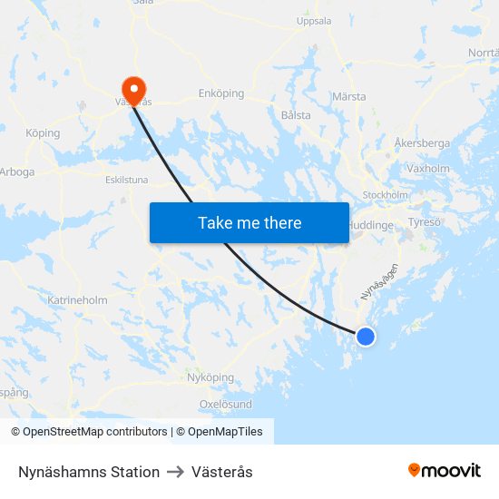 Nynäshamns Station to Västerås map