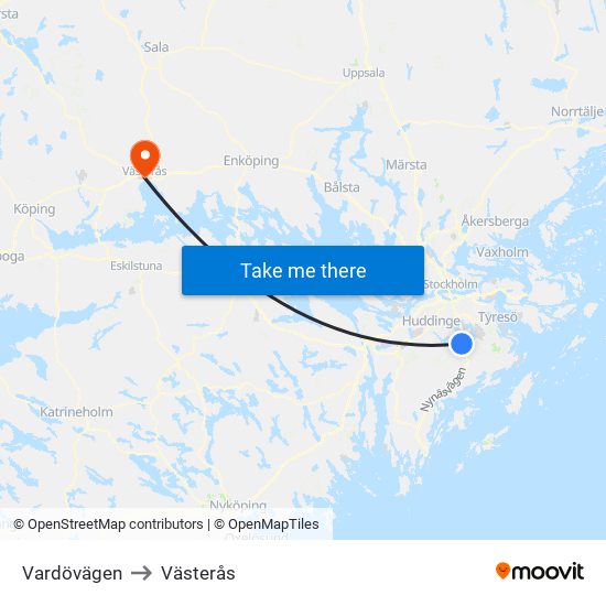 Vardövägen to Västerås map