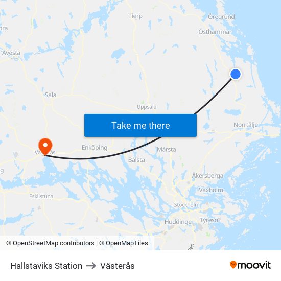 Hallstaviks Station to Västerås map