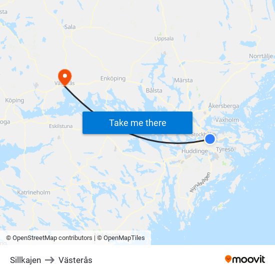 Sillkajen to Västerås map