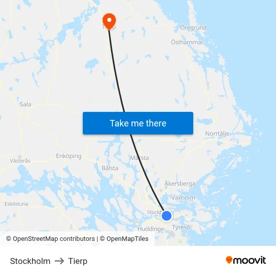 Stockholm to Tierp map