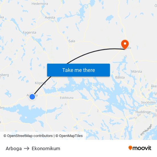 Arboga to Ekonomikum map