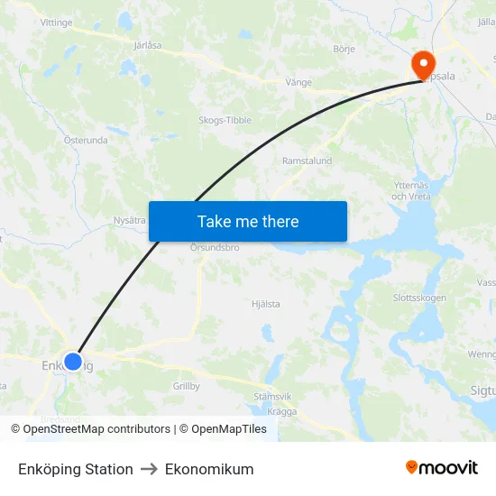 Enköping Station to Ekonomikum map