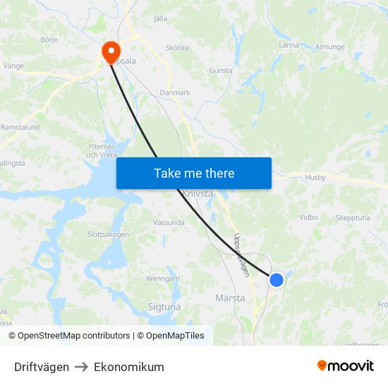 Driftvägen to Ekonomikum map