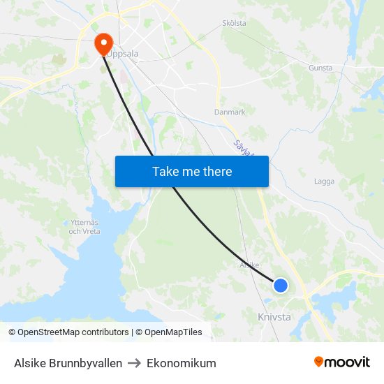 Alsike Brunnbyvallen to Ekonomikum map