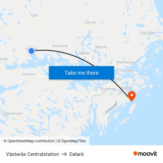 Västerås Centralstation to Dalarö map