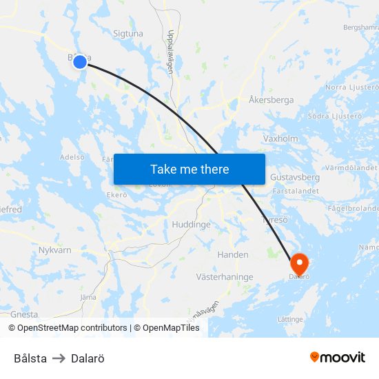 Bålsta to Dalarö map