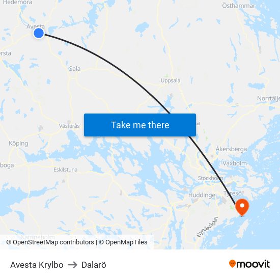 Avesta Krylbo to Dalarö map