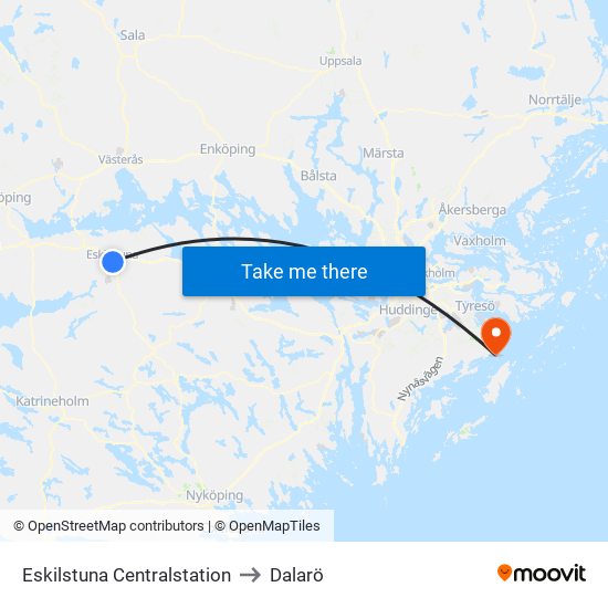 Eskilstuna Centralstation to Dalarö map
