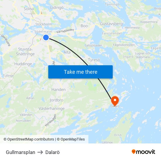 Gullmarsplan to Dalarö map