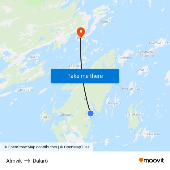 Almvik to Dalarö map
