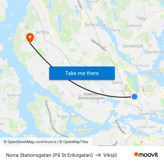 Norra Stationsgatan (På St Eriksgatan) to Viksjö map