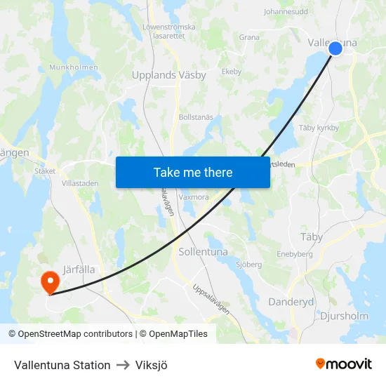 Vallentuna Station to Viksjö map