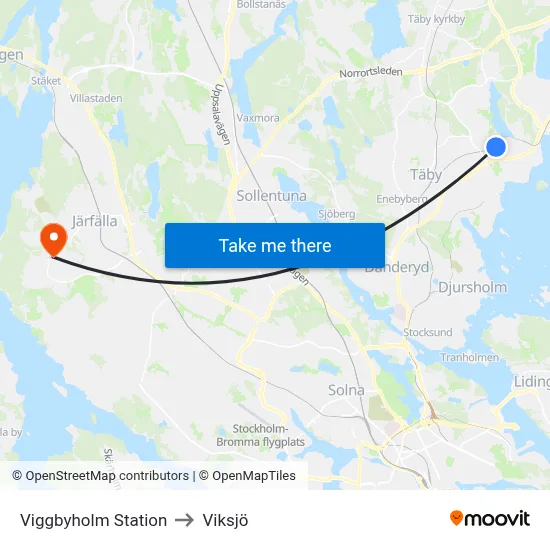 Viggbyholm Station to Viksjö map