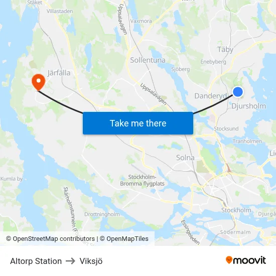 Altorp Station to Viksjö map
