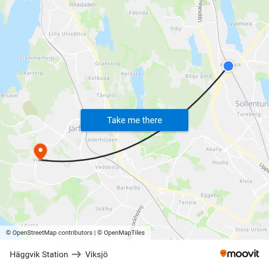 Häggvik Station to Viksjö map