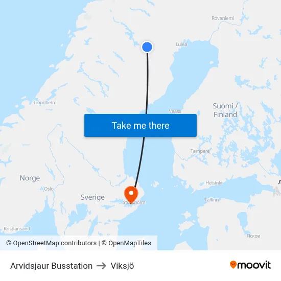 Arvidsjaur Busstation to Viksjö map