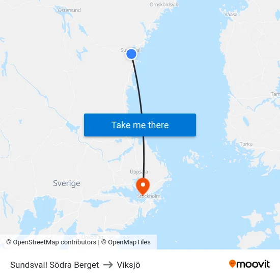 Sundsvall Södra Berget to Viksjö map