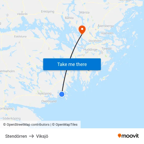 Stendörren to Viksjö map