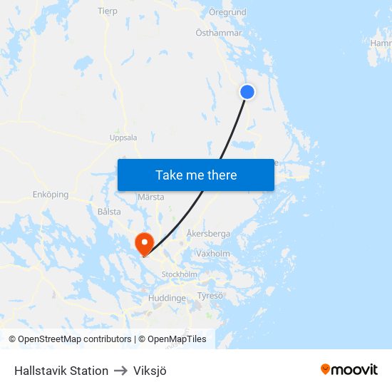 Hallstavik Station to Viksjö map