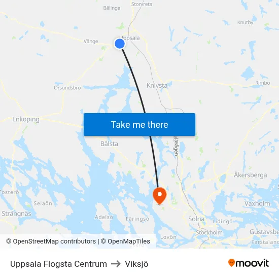 Uppsala Flogsta Centrum to Viksjö map