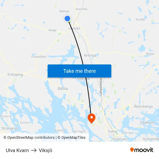 Ulva Kvarn to Viksjö map
