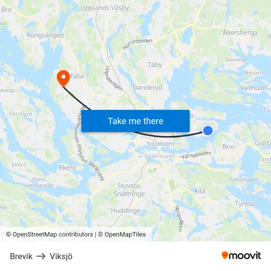 Brevik to Viksjö map