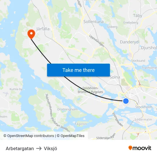Arbetargatan to Viksjö map