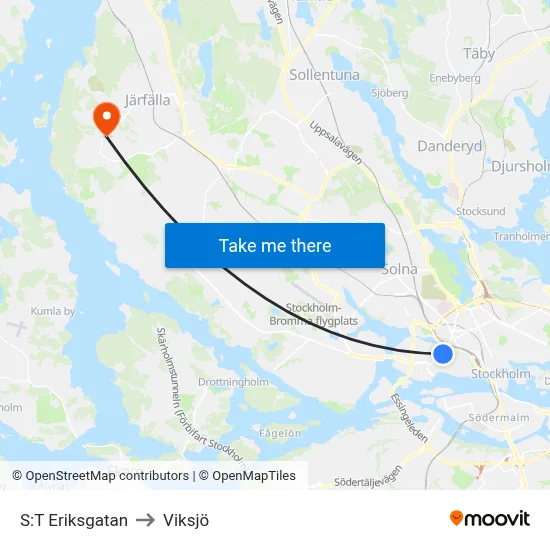 S:T Eriksgatan to Viksjö map