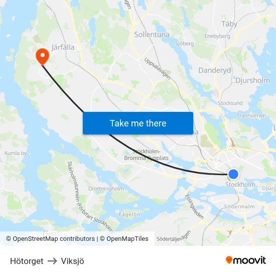 Hötorget to Viksjö map
