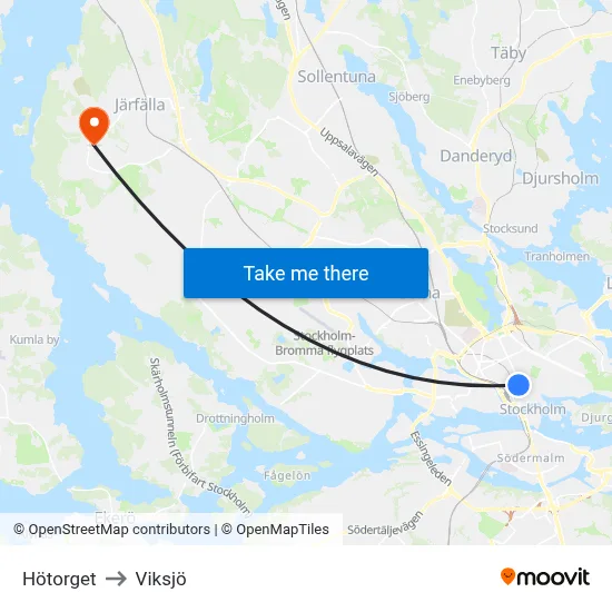 Hötorget to Viksjö map