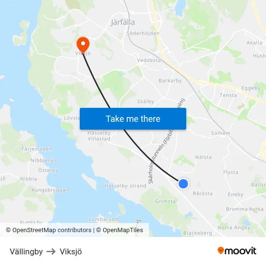 Vällingby to Viksjö map