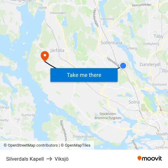 Silverdals Kapell to Viksjö map