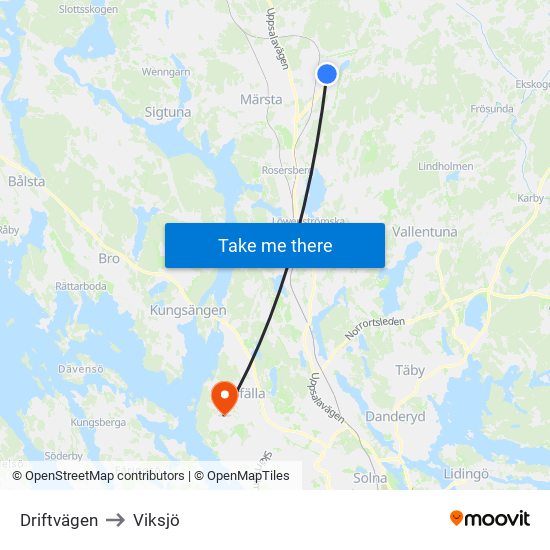Driftvägen to Viksjö map
